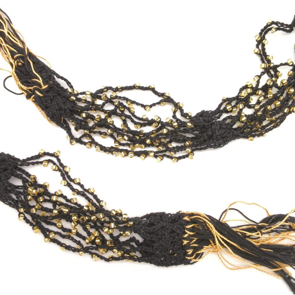 Vintage-Boho Style Multi-Strand Black & Gold Bead Belt - Picture 6 of 8